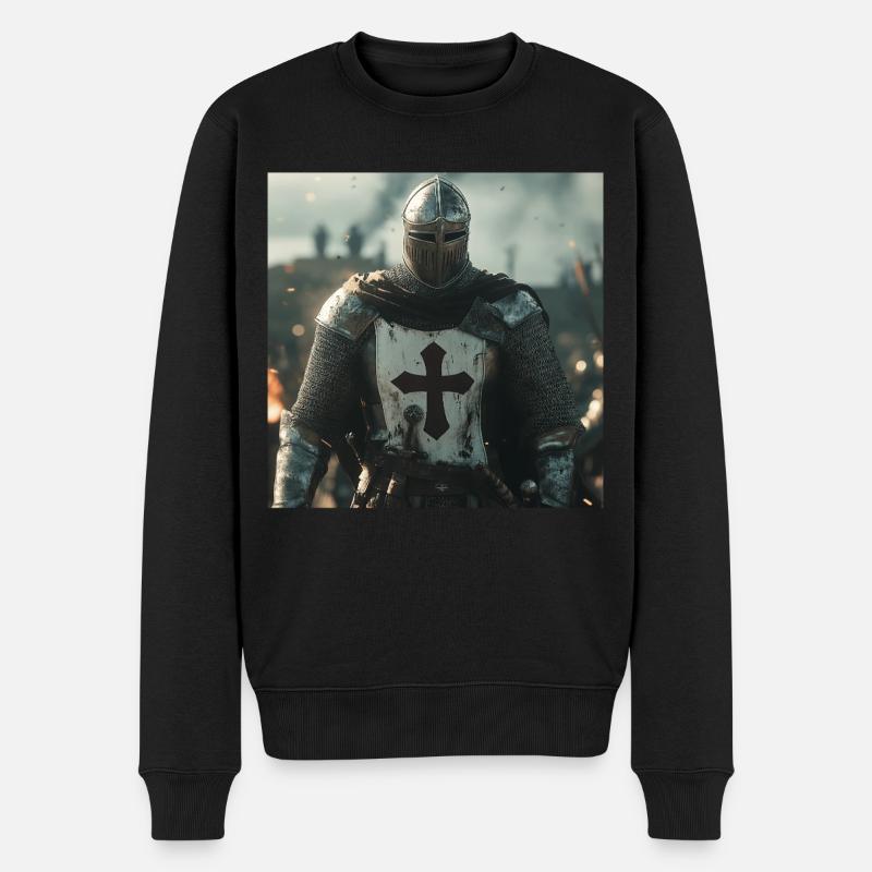 Soldat Krieger - Männer Premium Bio Pullover - Schwarz