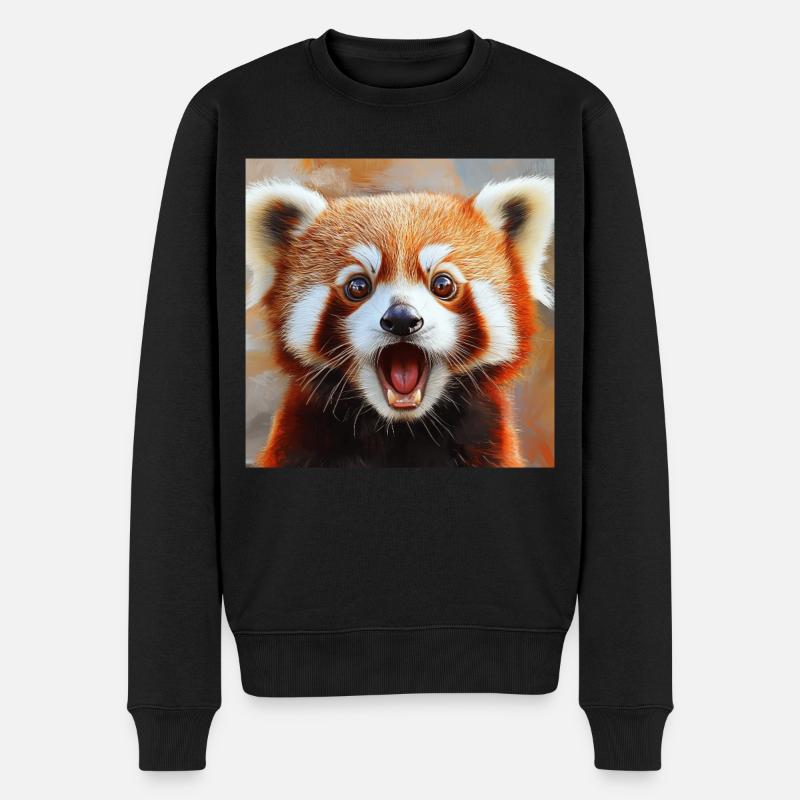 Roter Panda - Männer Premium Bio Pullover - Schwarz