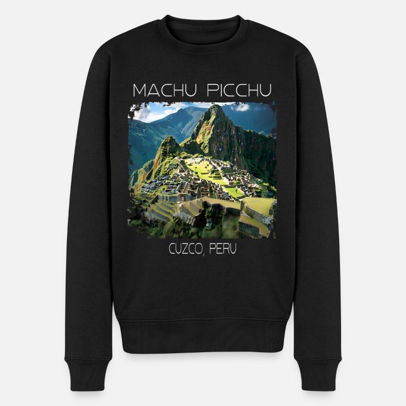 Machu Picchu - Männer Premium Bio Pullover - Schwarz