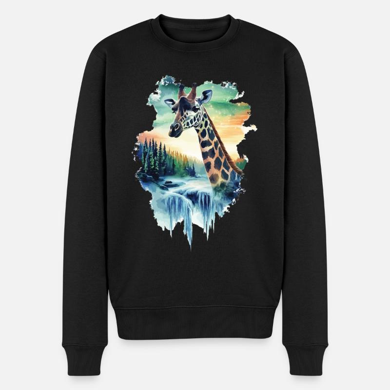 Giraffe - Männer Premium Bio Pullover - Schwarz