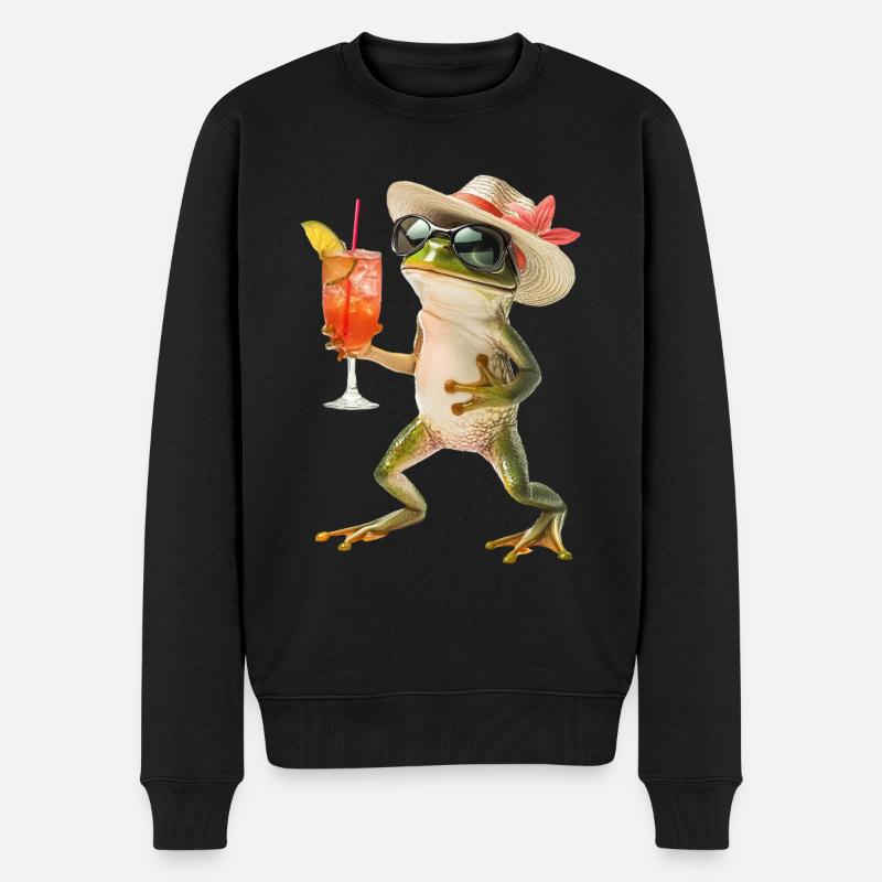 Frosch - Männer Premium Bio Pullover - Schwarz