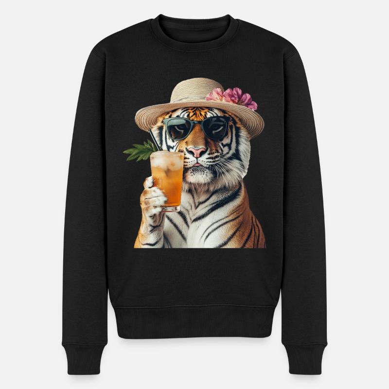 Tiger - Männer Premium Bio Pullover - Schwarz