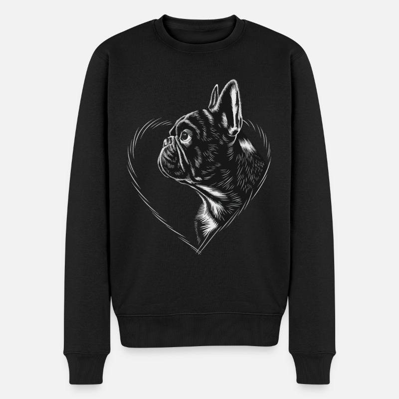 Französische Bulldogge - Männer Premium Bio Pullover - Schwarz