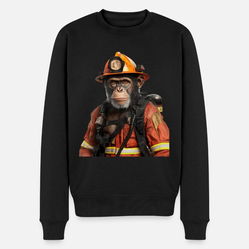Schimpanse - Männer Premium Bio Pullover - Schwarz