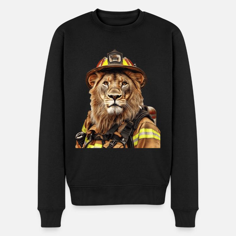 Löwe - Männer Premium Bio Pullover - Schwarz