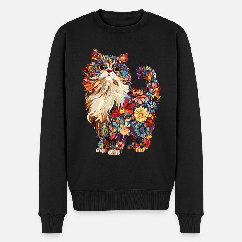 Perserkatze - Männer Premium Bio Pullover - Schwarz