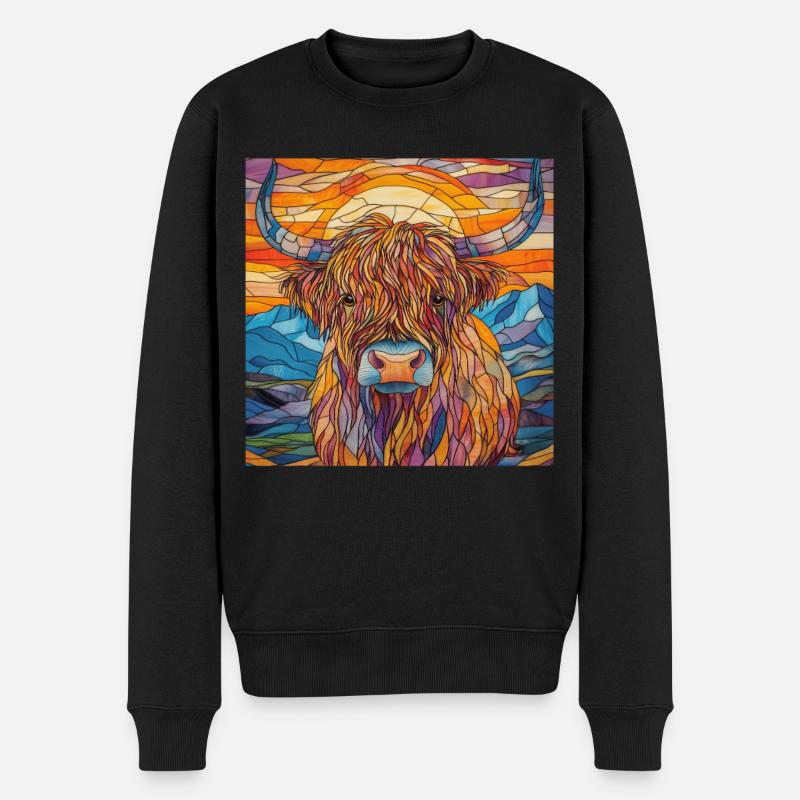 Hochlandrind - Männer Premium Bio Pullover - Schwarz
