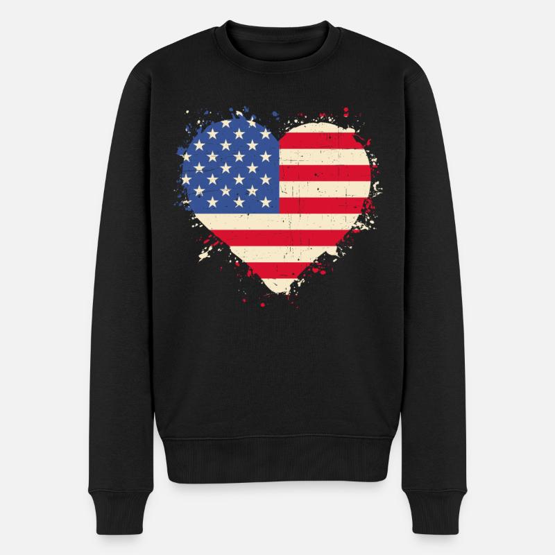 Veteran Herz USA - Männer Premium Bio Pullover - Schwarz