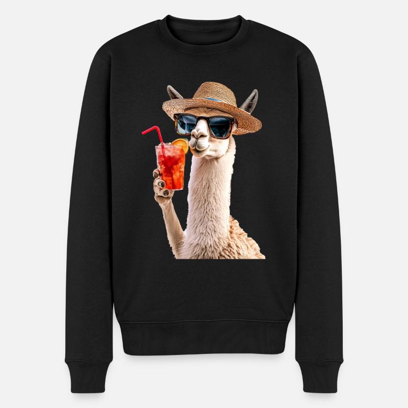 Lama - Männer Premium Bio Pullover - Schwarz