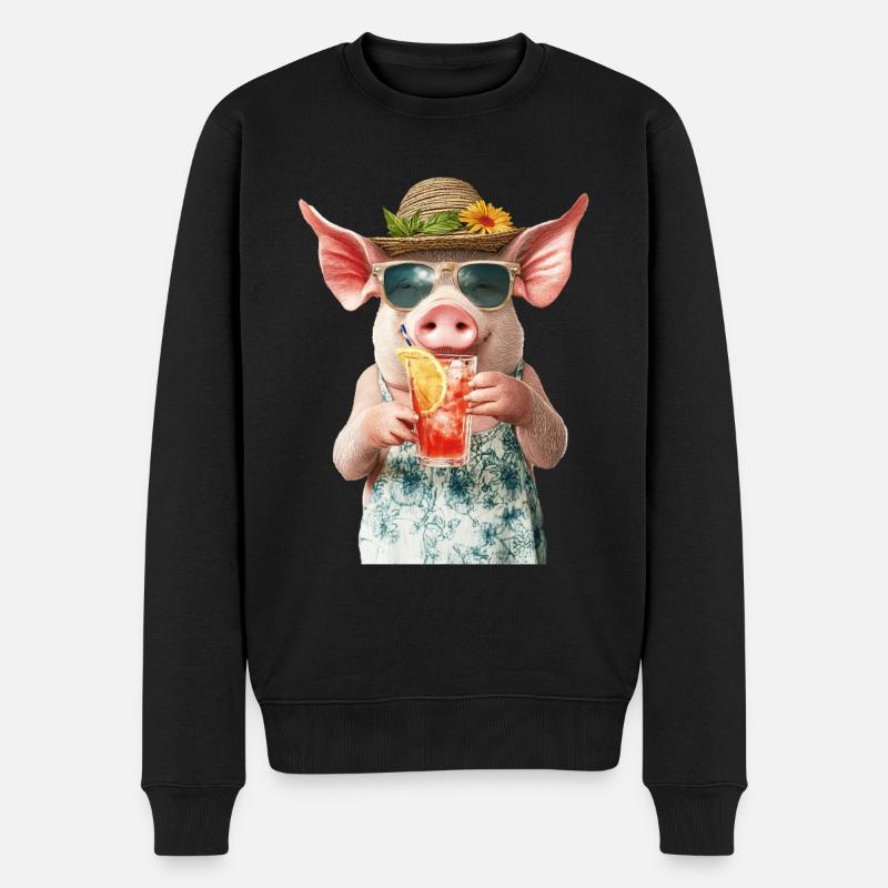 Schwein - Männer Premium Bio Pullover - Schwarz