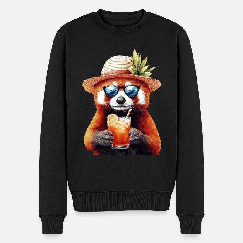 Roter Panda - Männer Premium Bio Pullover - Schwarz