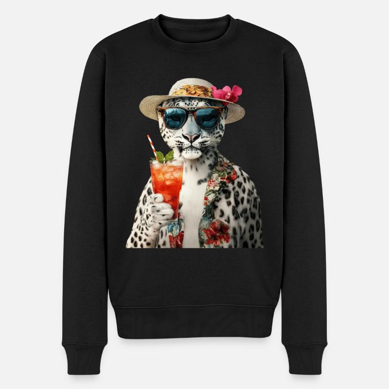 Schneeleopard - Männer Premium Bio Pullover - Schwarz