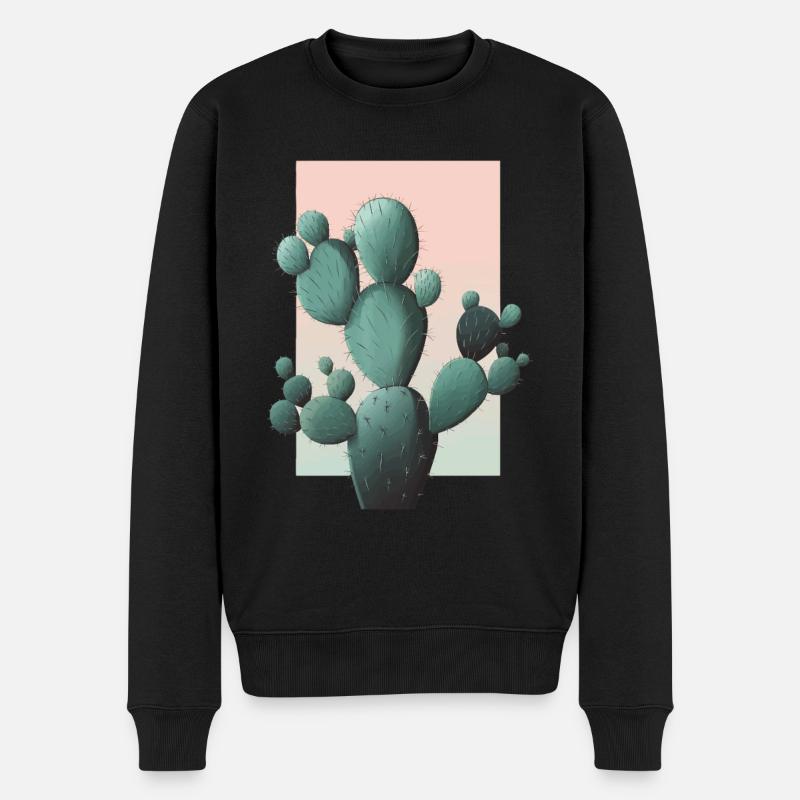 Kaktus - Männer Premium Bio Pullover - Schwarz