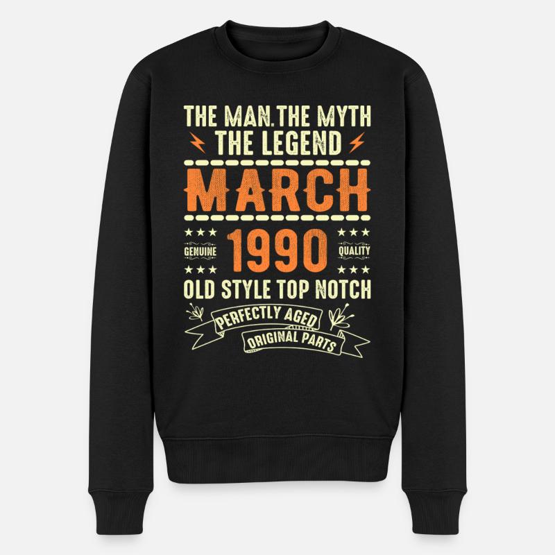 März 1990 Geburtstagsgeschenk Vintage März 1990 - Männer Premium Bio Pullover - Schwarz