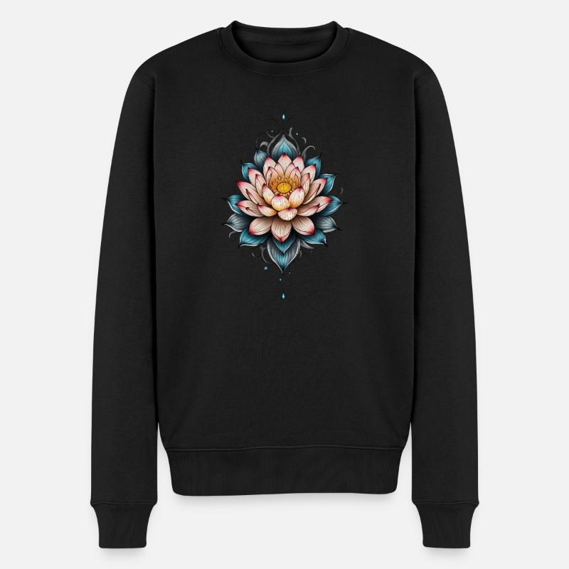 Chérissez chaque instant Fleurs bleues - Pull Premium bio Homme - noir