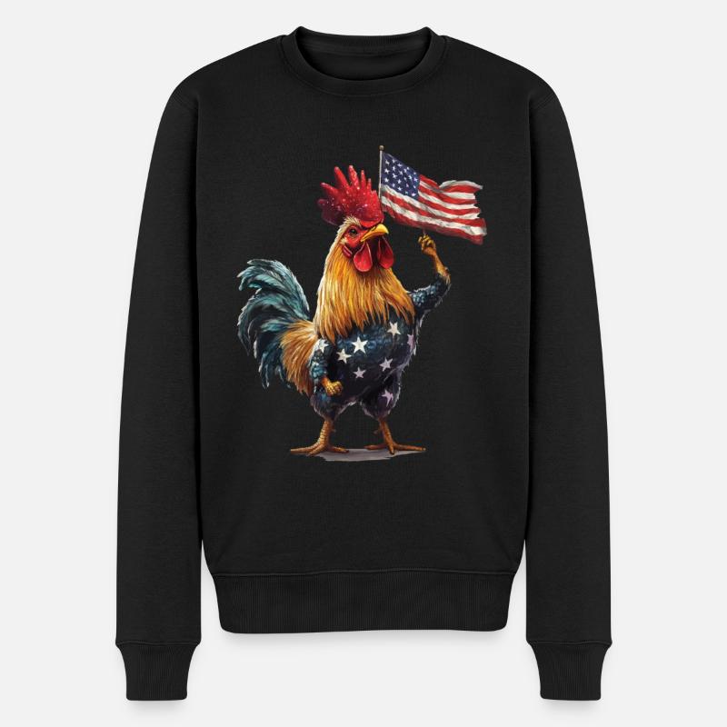 Hahn - Männer Premium Bio Pullover - Schwarz