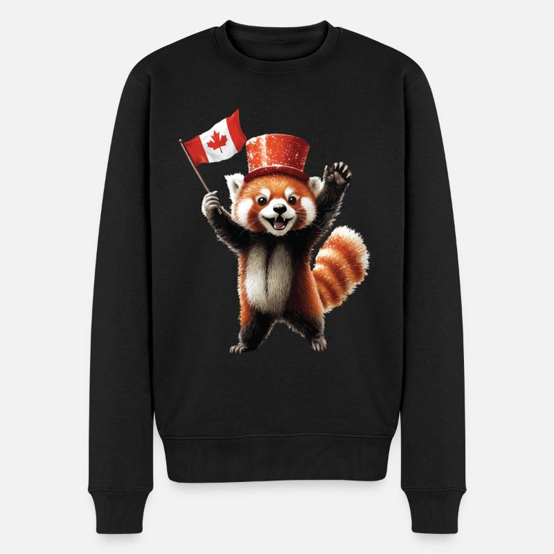 Roter Panda - Männer Premium Bio Pullover - Schwarz
