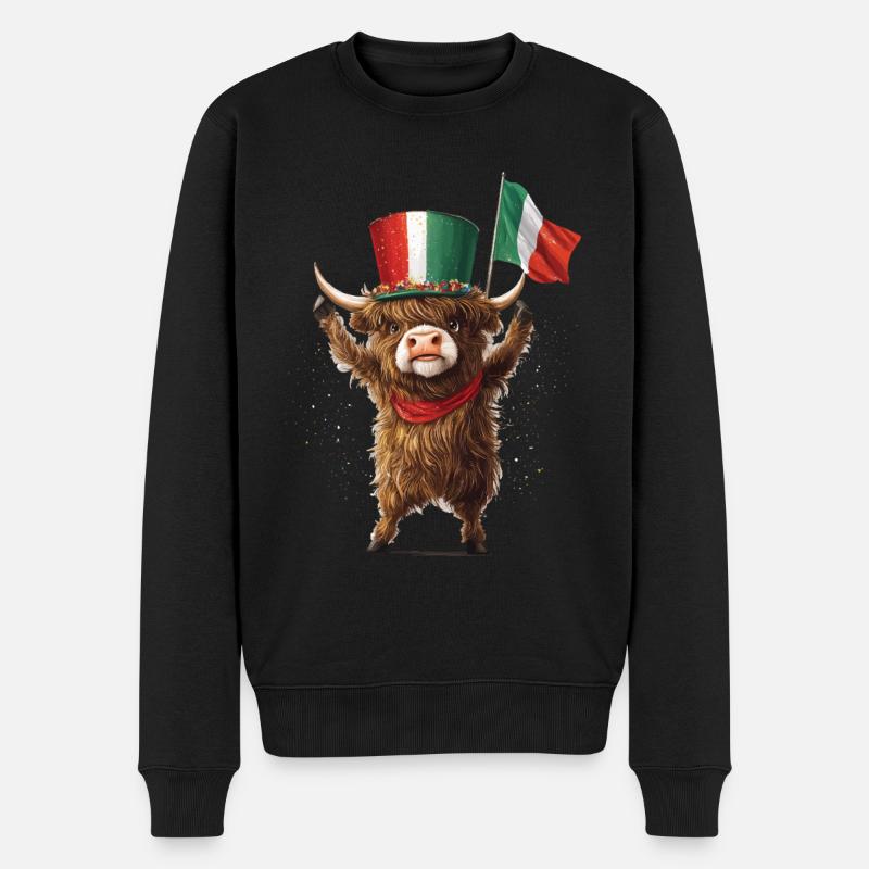 Hochlandrind - Männer Premium Bio Pullover - Schwarz