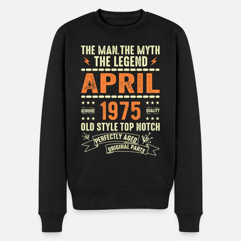 AVRIL 1975, AVRIL 1975 - Pull Premium bio Homme - noir