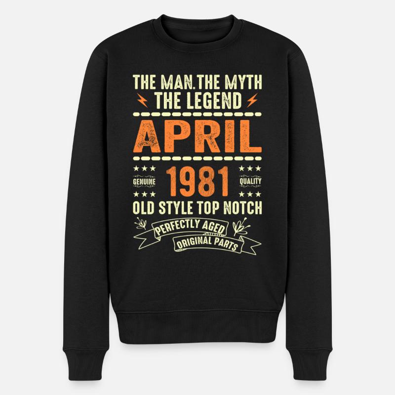 AVRIL 1981, AVRIL 1981 - Pull Premium bio Homme - noir