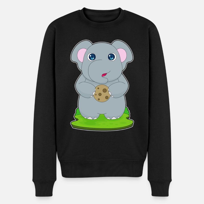 Elefant Cookie - Männer Premium Bio Pullover - Schwarz
