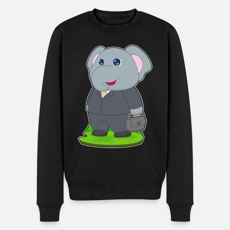 Elefant Gentleman Tasche - Männer Premium Bio Pullover - Schwarz