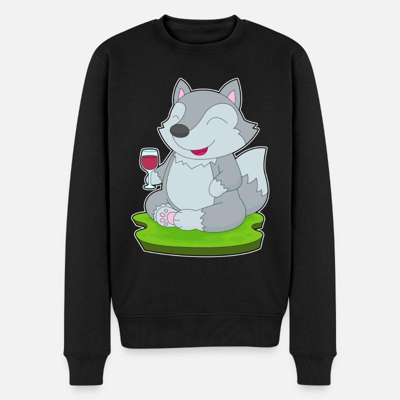 Vin rouge loup - Pull Premium bio Homme - noir