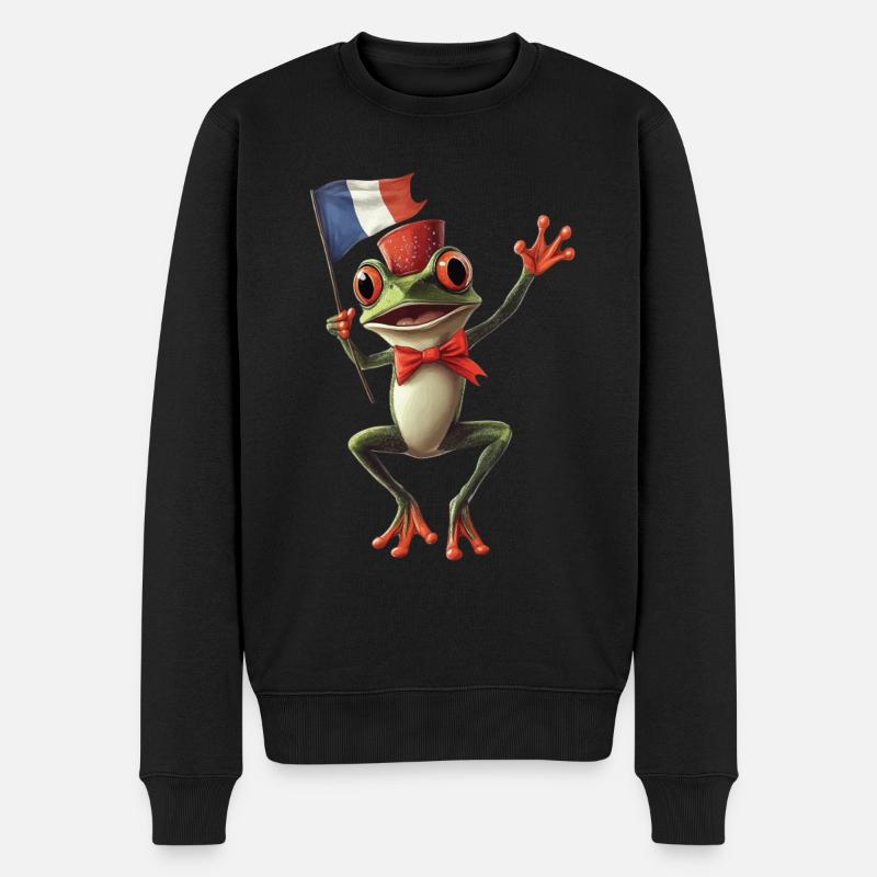 Frosch - Männer Premium Bio Pullover - Schwarz