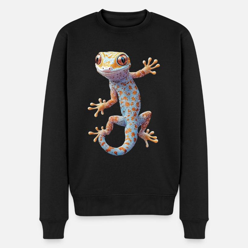 Gecko - Männer Premium Bio Pullover - Schwarz