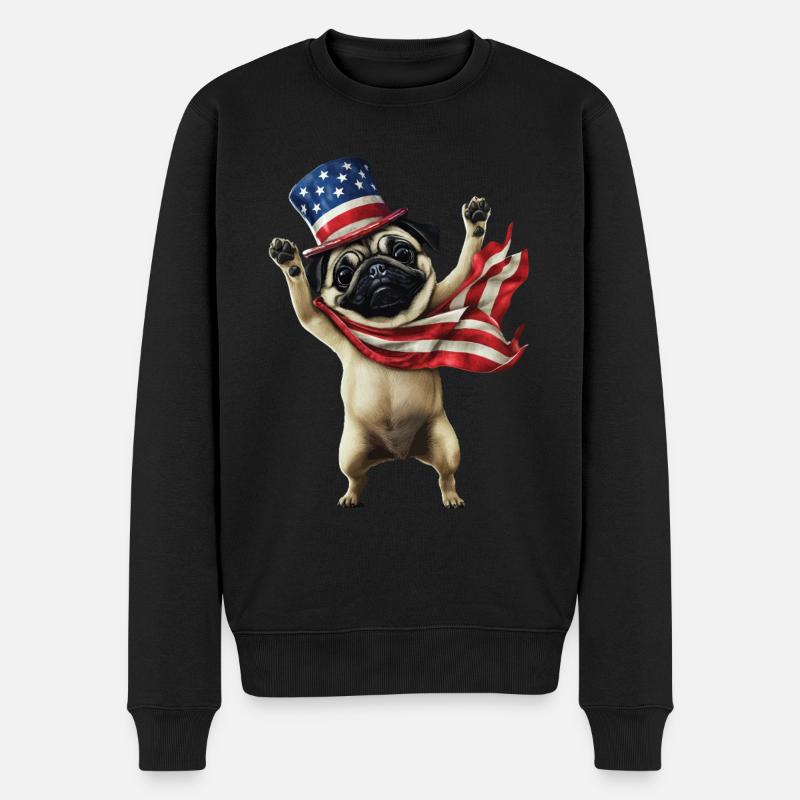 Mops - Männer Premium Bio Pullover - Schwarz