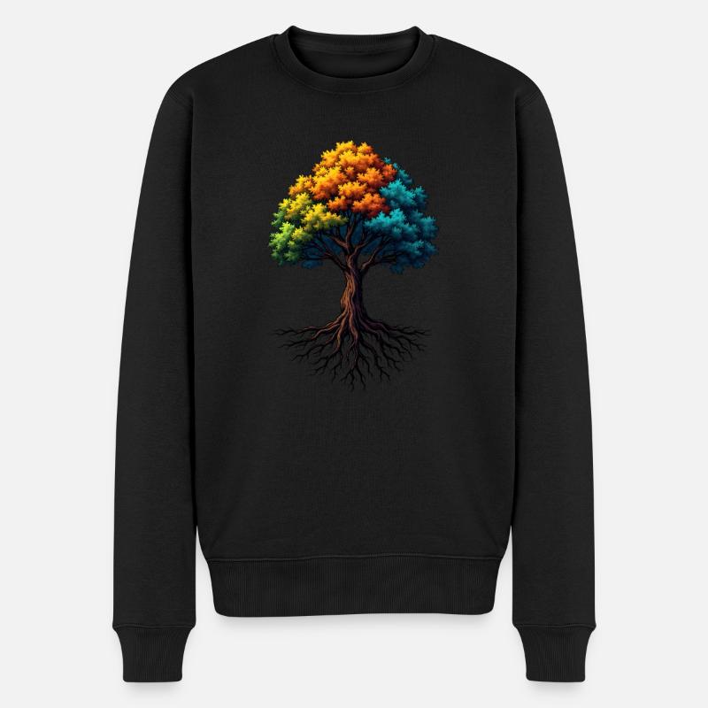 Lebendige Wurzeln des Baums des Lebens - Männer Premium Bio Pullover - Schwarz
