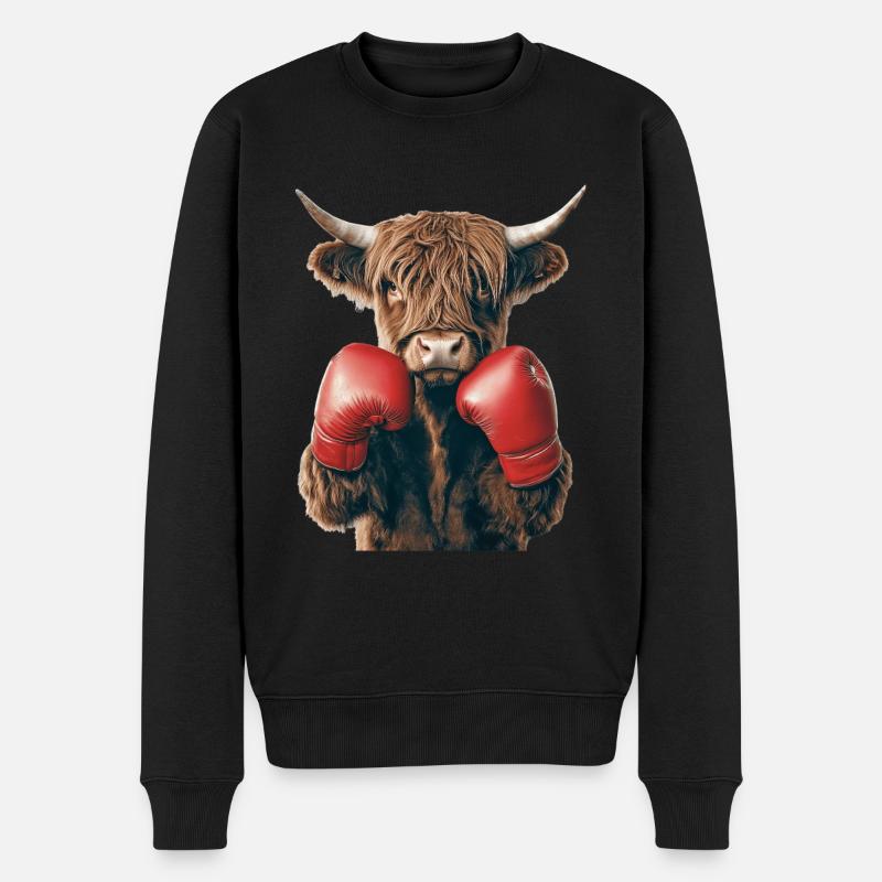 Hochlandrind - Männer Premium Bio Pullover - Schwarz