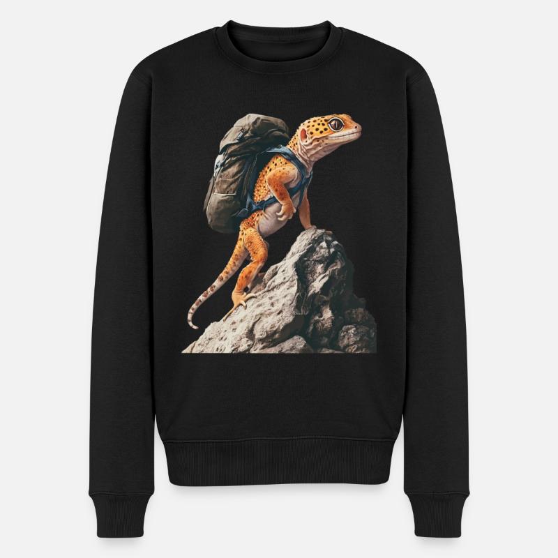 Leopardgecko - Männer Premium Bio Pullover - Schwarz