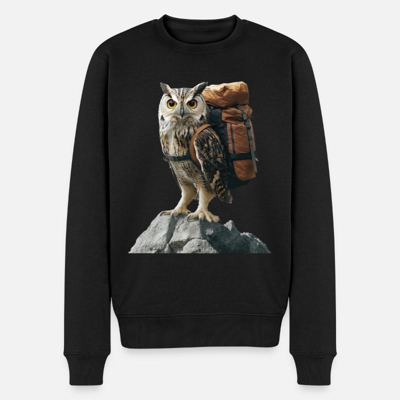 Eule - Männer Premium Bio Pullover - Schwarz