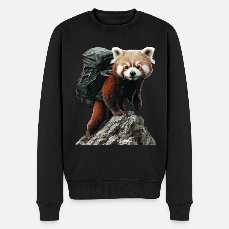 Roter Panda - Männer Premium Bio Pullover - Schwarz