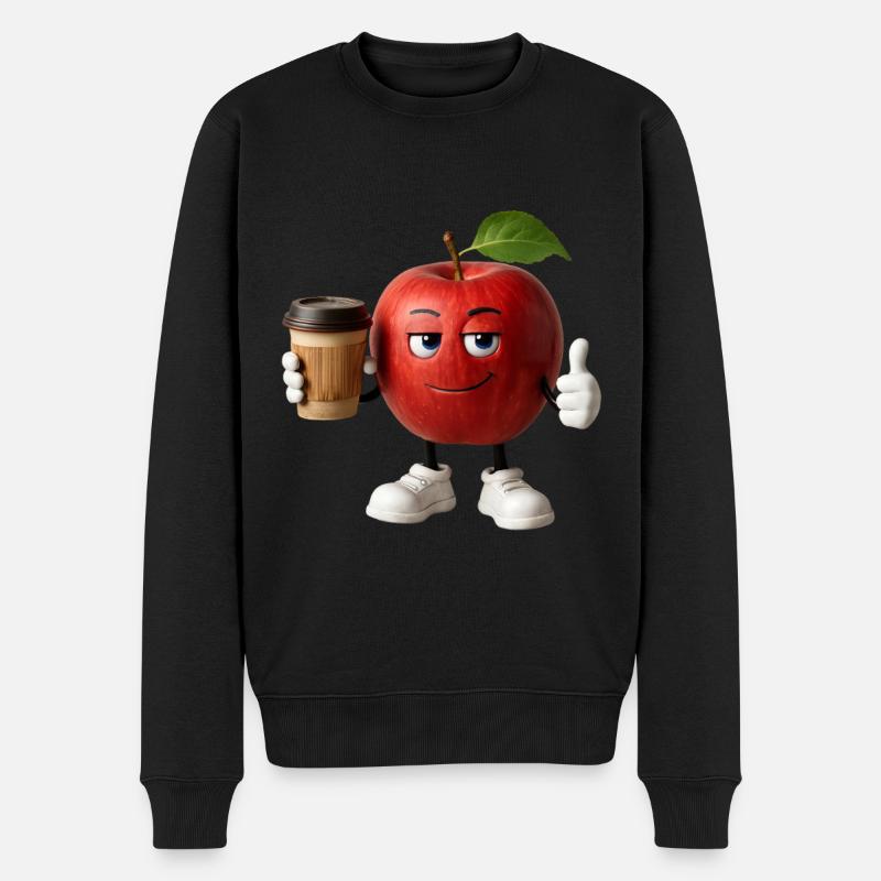 Apfelkaffee - Männer Premium Bio Pullover - Schwarz