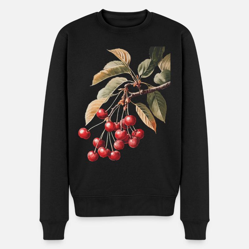 Kirsche - Männer Premium Bio Pullover - Schwarz