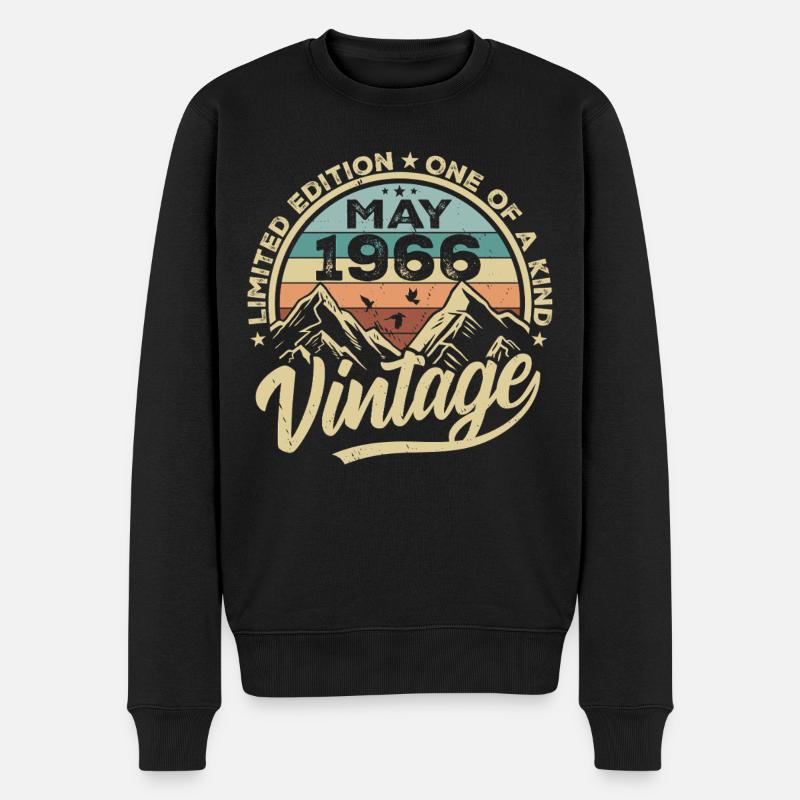 Geburtstag Vintage Mai 1966 original May 1966 - Männer Premium Bio Pullover - Schwarz