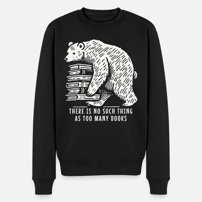 Lustiger bücherliebhaber bär statement für buchfan - Männer Premium Bio Pullover - Schwarz