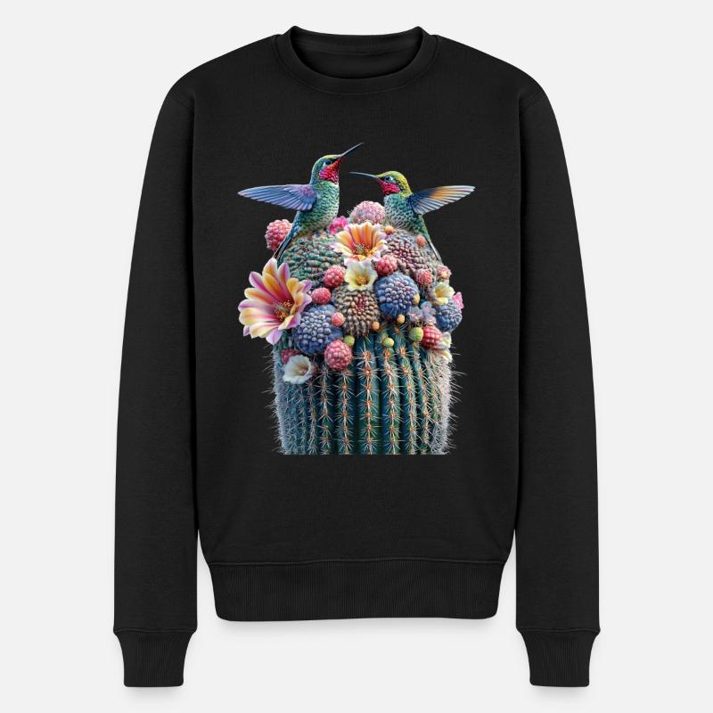 Kaktus - Männer Premium Bio Pullover - Schwarz