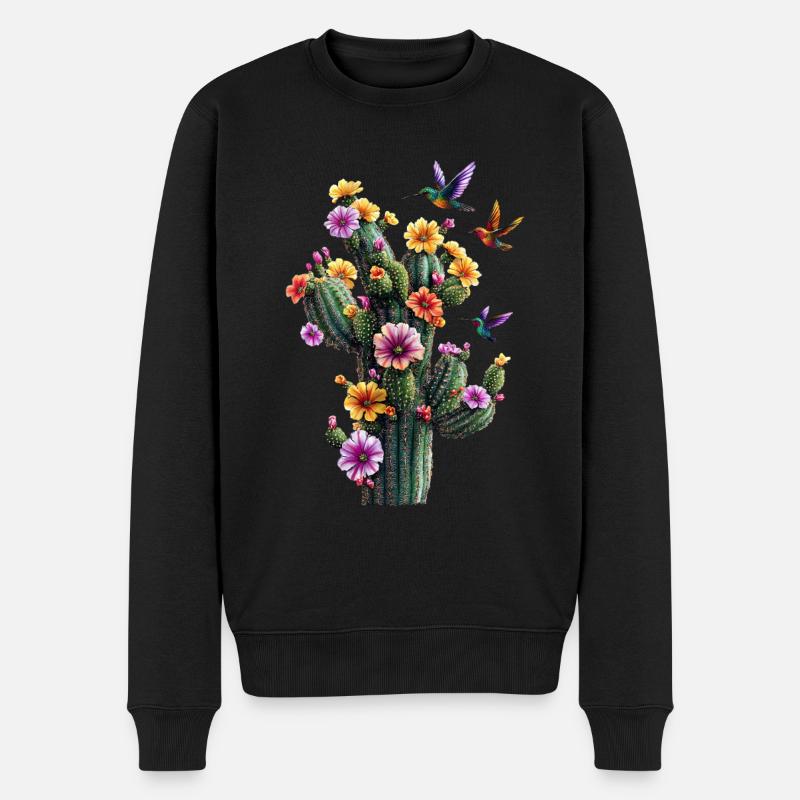 Kaktus - Männer Premium Bio Pullover - Schwarz