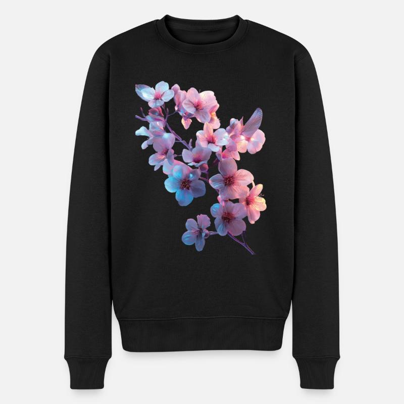 Kirschblüten - Männer Premium Bio Pullover - Schwarz