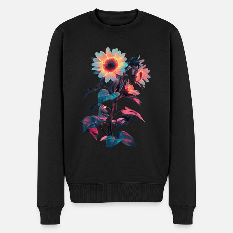 Sonnenblume - Männer Premium Bio Pullover - Schwarz
