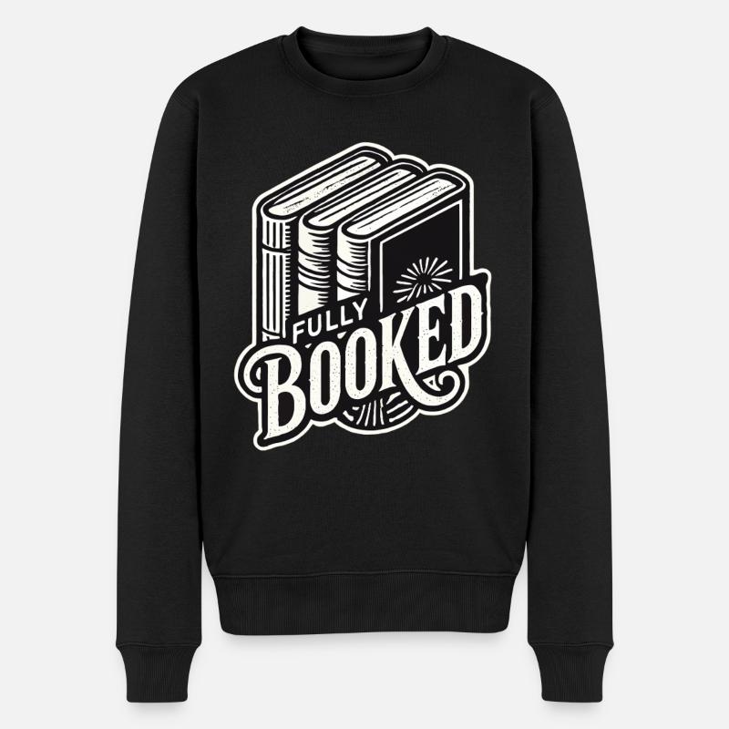 Retro Buch Design für Bibliophile und Leseratte - Männer Premium Bio Pullover - Schwarz