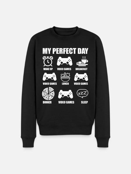 My perfect day - gamer - Men's Premium Organic Jumper - black