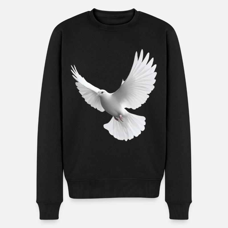 Weiße Taube - Männer Premium Bio Pullover - Schwarz