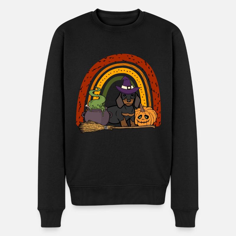 Süßer Dackel Halloween Kostüm Hund - Männer Premium Bio Pullover - Schwarz