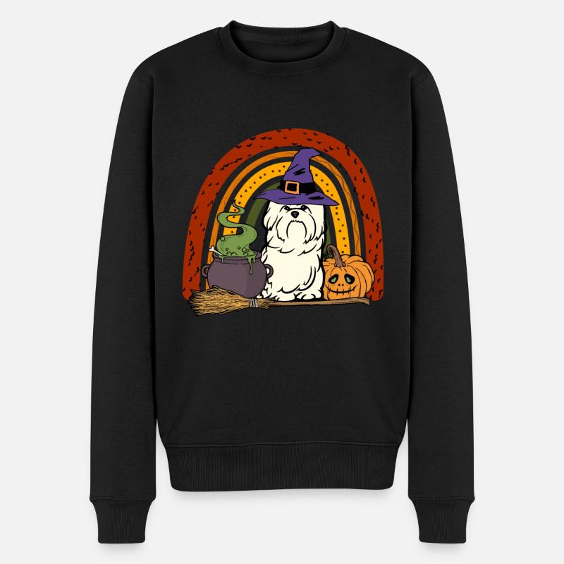 Mignon chien maltais d’Halloween - Pull Premium bio Homme - noir