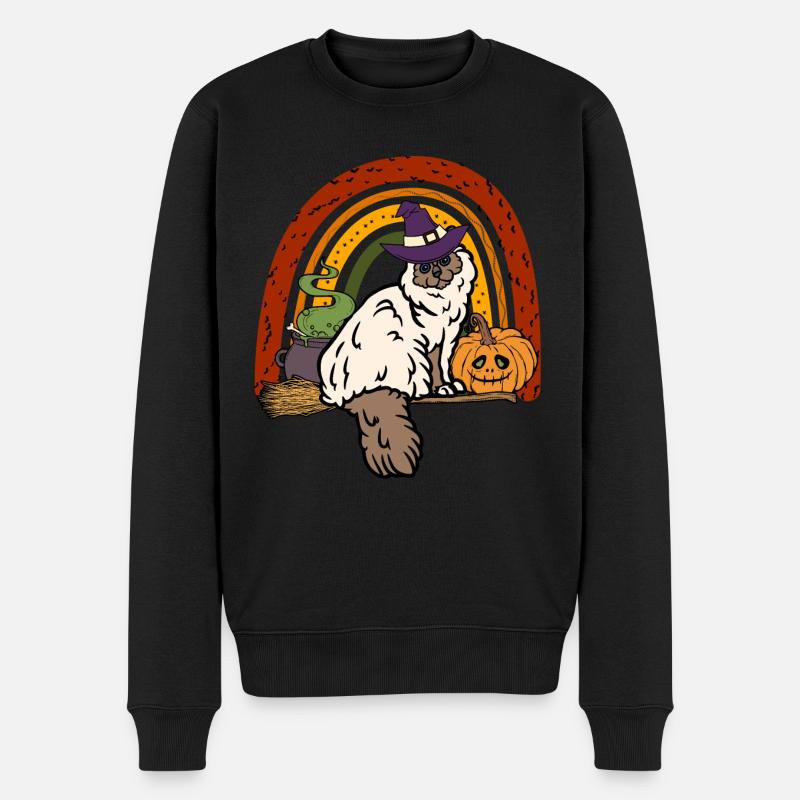 Birma Halloween Katze - Männer Premium Bio Pullover - Schwarz