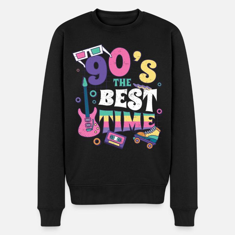 90er Jahre - Männer Premium Bio Pullover - Schwarz